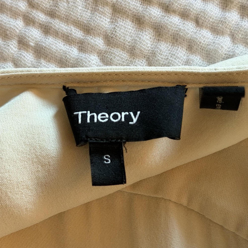Theory Blouse Womens Small White 100% Silk Classic GGT Split Neck Short Sleeve - Picture 12 of 16